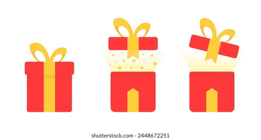 Regalo abierto y cerrado sobre un fondo blanco