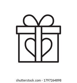 Gift With Outline Icon Vector