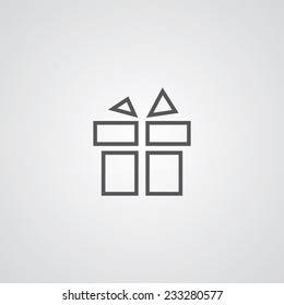 gift outline thin symbol, dark on white background, logo editable, creative template 