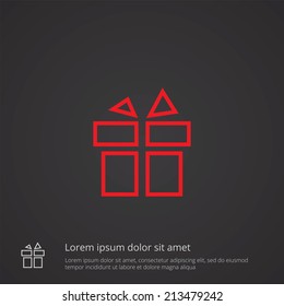 gift outline thin symbol, red on dark background, logo editable, creative template 