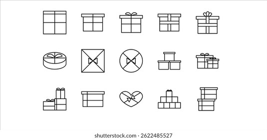 Ilustración de icono de línea de paquete de regalo