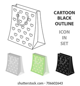 Gift package with beautiful patterns, stars and handles in the form of ropes.Gifts and Certificates single icon in cartoon style vector symbol stock illustration.