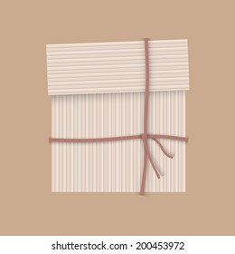 Gift package cardboard box with ribbon. Vector eps10 illustration