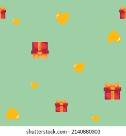 Gift package design pixel daisy seamless hearth