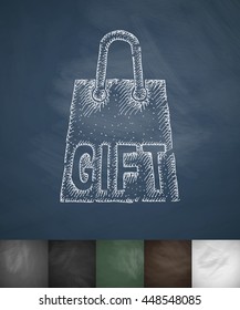 gift package icon. Hand drawn vector illustration