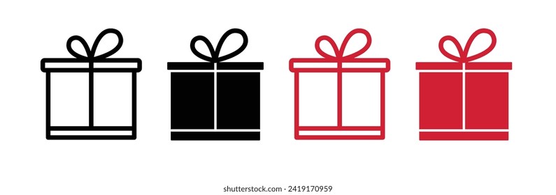 Gift Package Vector Icon Set. Present Parcel Vector Symbol for UI Design.