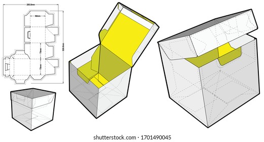 Gift Packaging Box (Internal measurement 7.3x 7.3 + 6.9cm) and Die-cut Pattern. The .eps file is full scale and fully functional. Prepared for real cardboard production.