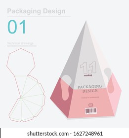Gift Packaging with Handle mockup for meal and everything. Box packaging die cut template design. 3d mockup stock illustrator
