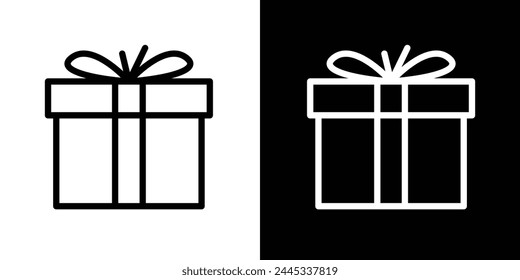Gift Packaging and Present Icons. Celebration Box and Festive Bow Decoration Symbols.