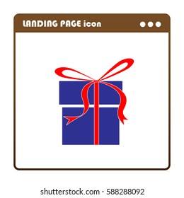 gift packed in a box, landing page icon
