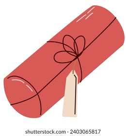 The gift is packed in fine craft paper. A stylish package greeting for the holidays.Gift wrapping tied with a string. Isolated birthday or anniversary box with wrapping paper. Sale, trading concept. 