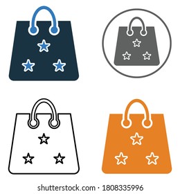 Gift packet, shopping bag icon. Glyph vector isolated on a white background 