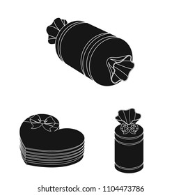 Gift and packing black icons in set collection for design.Colorful packing vector symbol stock web illustration.