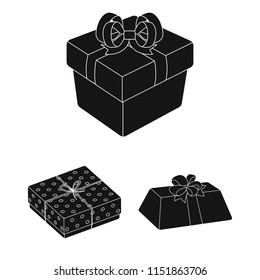 Gift and packing black icons in set collection for design.Colorful packing vector symbol stock web illustration.