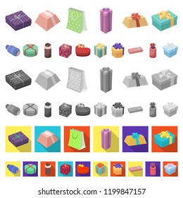 Gift and packing cartoon icons in set collection for design.Colorful packing vector symbol stock web illustration.