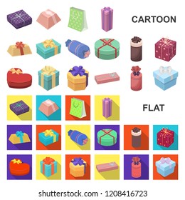 Gift and packing cartoon icons in set collection for design.Colorful packing vector symbol stock web illustration.