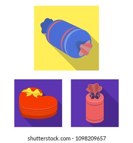 Gift and packing flat icons in set collection for design.Colorful packing vector symbol stock web illustration.