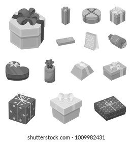 Gift and packing monochrome icons in set collection for design.Colorful packing vector symbol stock web illustration.