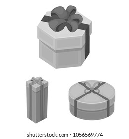Gift and packing monochrome icons in set collection for design.Colorful packing vector symbol stock web illustration.