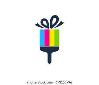 Gift Paint Icon Logo Design Element