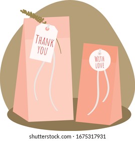 Patrón de bolsas de papel de regalo. Paquetes de naves. Ilustración plana vectorial.