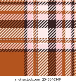 Papel de presente xadrez tecido, capa de edredão tecido padrão sem costura. Imprimir vetor tartan de textura de plano de fundo na paleta de cores laranja e branco.