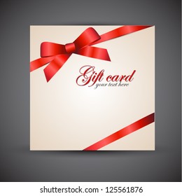 Gift paper with red bow and ribbon. Vector background