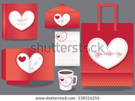 Gift paper set and cup for Valentine's day