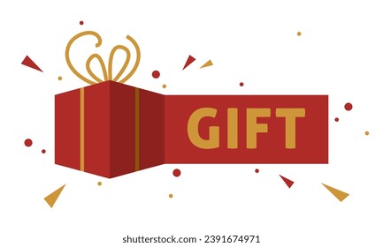 Gift paper sign. Wonder gift, delight present, surprise, gift box, special give away package, loyalty program reward. Extra Bonus. Earn reward, redeem gift, win present