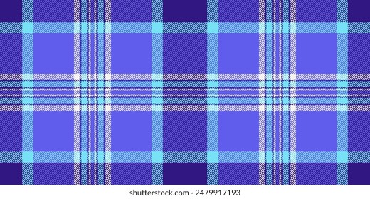 Gift paper tartan textile plaid, large pattern seamless fabric. Backdrop texture background vector check in indigo and cyan colors palette.
