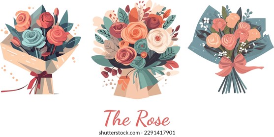 Gift paper wrapped rose illustration