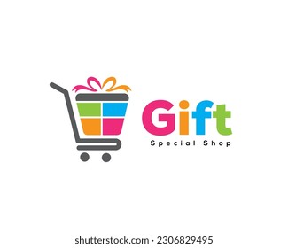 gift parcel surprise shop icon symbol logo design template illustration inspiration