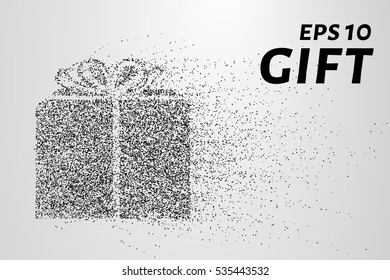 Gift of the particles. The gift consists of circles and points. Vector illustration.