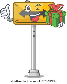 With gift pass on either side the cartoon