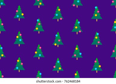 A gift pattern of Christmas trees with christmas lights