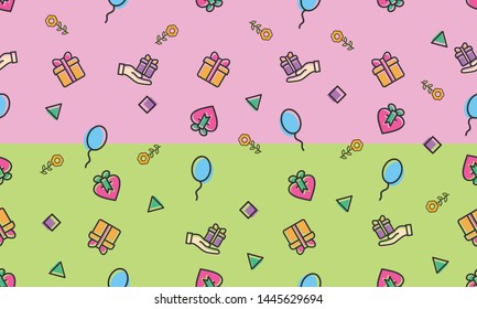 gift pattern seamless outline style set background premium quality