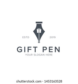 gift pen icon logo design