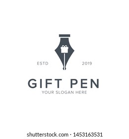 gift pen icon logo design