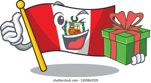 With gift peru cartoon flag attached to wall mascot