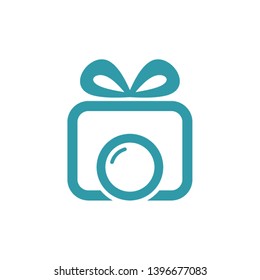 Gift Photo Logo Design, Ribbon, Band, Camera