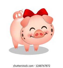 gift pig with a red bow