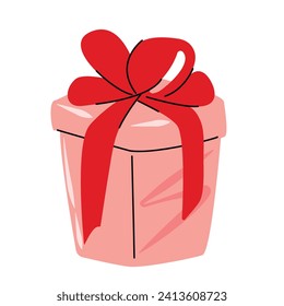 Gift in a pink box, concept for valentine's, birthday, mother's day