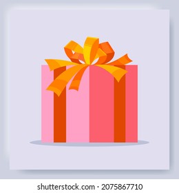 Gift pink box with yellow bow. Vector illustration for the holidays