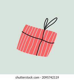 Regalo. Regalo rosa en un estilo plano. Doodle, ilustración hecha a mano. Clipart. El objeto está aislado.