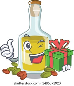 With gift Pistachio oil in a character bottle
