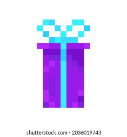 Gift pixel icon. Podcast 8-bit vector illustration.