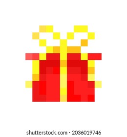 Icono de píxel de regalo. Ilustración vectorial de 8 bits de podcast.