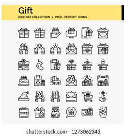 gift pixel perfect icons set web and app ui design,64x64 vector