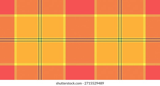 Regalo a cuadros de tela a cuadros, tela de tartán de fondo de trapo. Textura de Vector de patrón completo sin costuras en la paleta de colores ámbar y rojo.