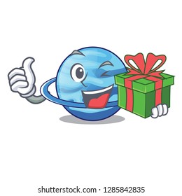 With gift planet uranus in the cartoon form
